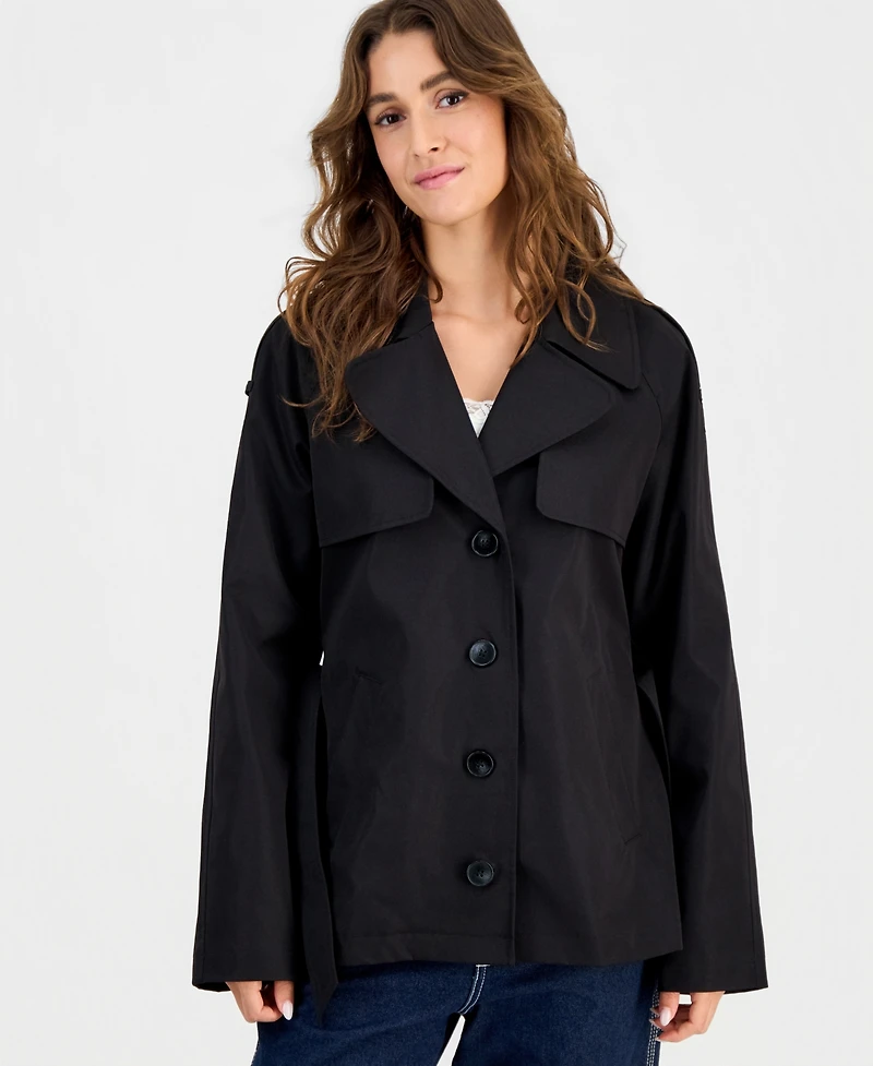 Maralyn & Me Juniors' Cropped Trench Coat, Macy's Exclusive