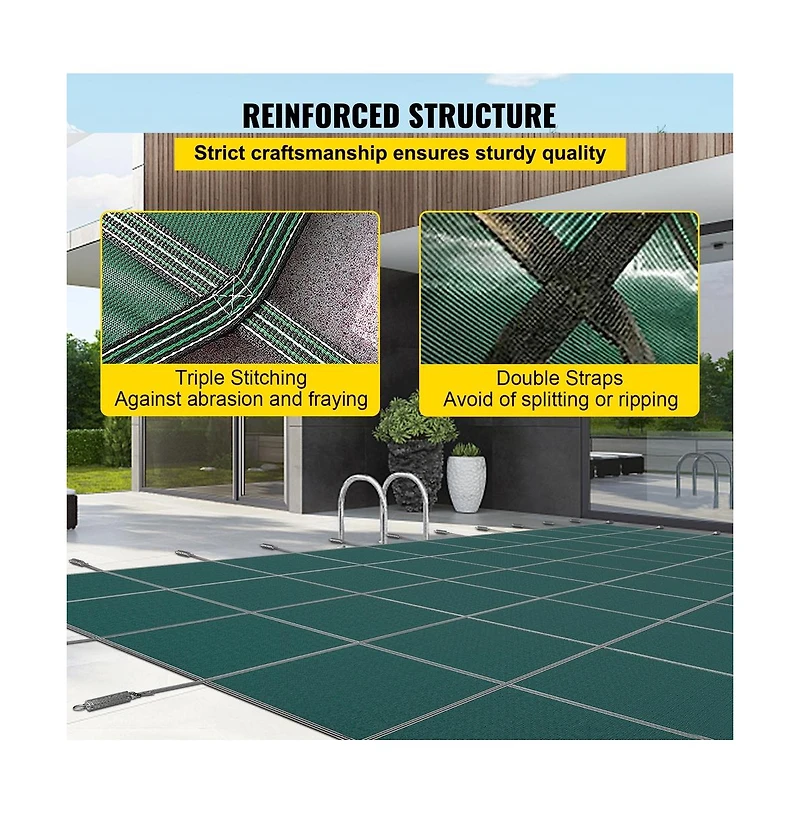 Sugift Rectangle Mesh Winter Pool Safety Cover with 12 Year Warranty