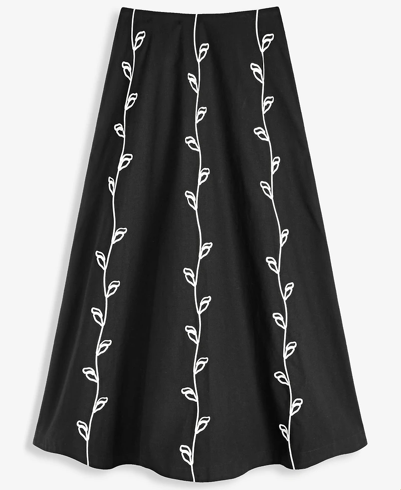 On 34th Women's Linen-blend Soutache Embroidered Midi Skirt, Macy's Exclusive