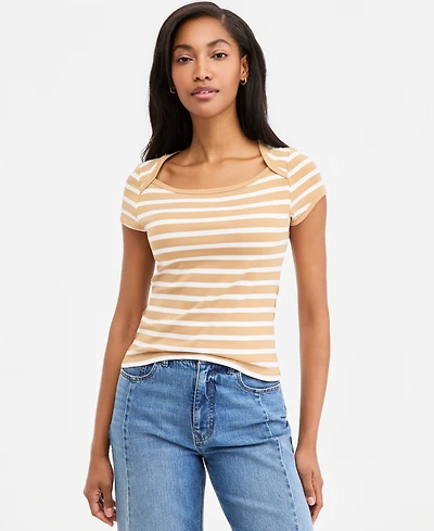 On 34th Women's Micro Rib Boatneck Cap Sleeve Top, Macy's Exclusive