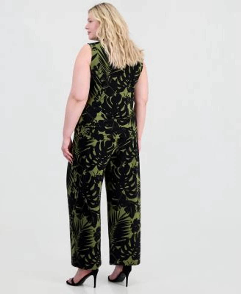 Anne Klein Plus Size Triple Pleated Top Printed Palazzo Pants