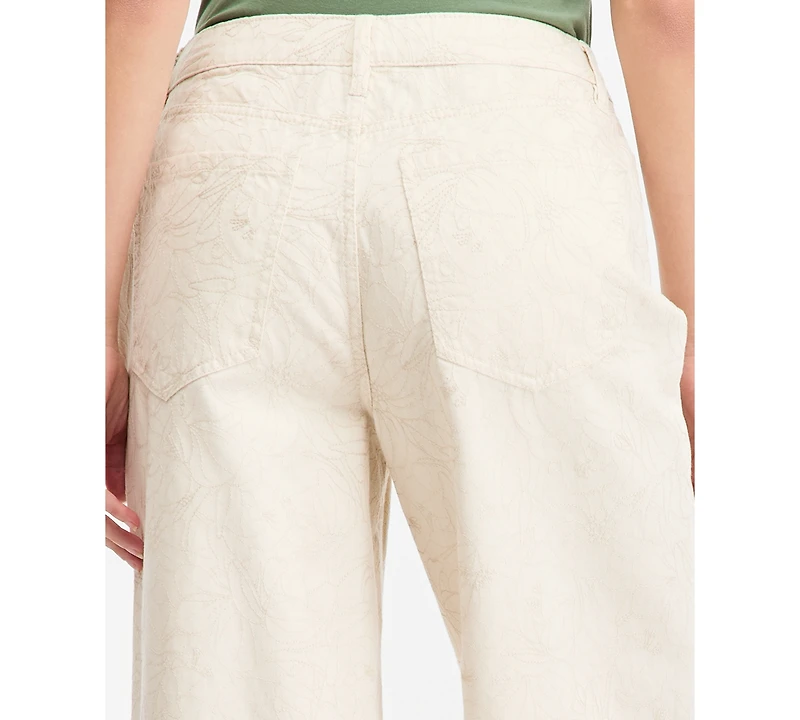 On 34th Women's High-Rise Floral Stitch Wide-Leg Jeans, Macy's Exclusive