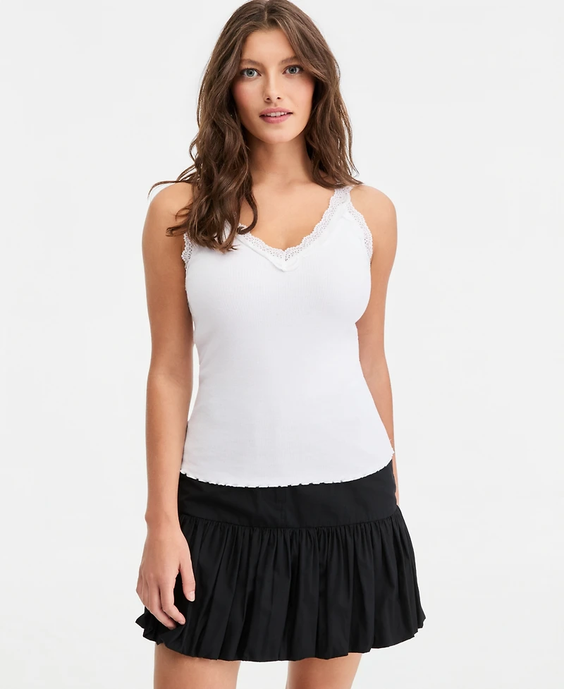 On 34th Women's Lace-Trim Ribbed Tank Top, Macy's Exclusive