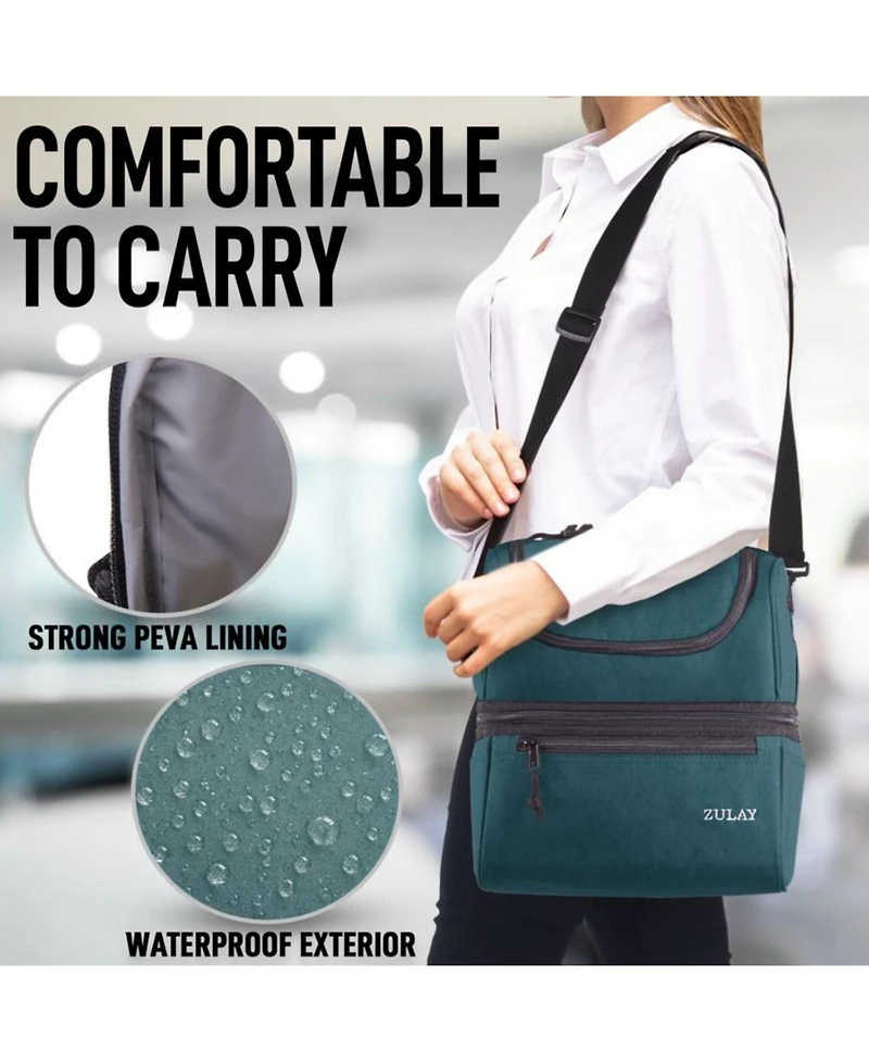 Insulated 2-Compartment Lunch Box Bag With Strap