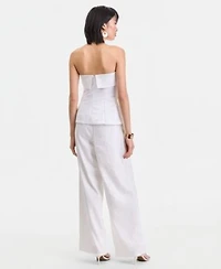 I.N.C. International Concepts Womens Linen Blend Strapless Top Wide Leg Pants Macys Exclusive