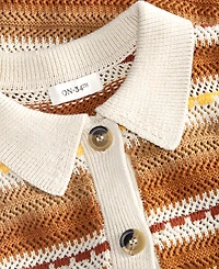 On 34th Women's Textured Stripe Short-Sleeve Collared Cardigan, Macy's Exclusive
