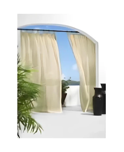 Outdoor Decor Escape Hook and Loop Sheer Tab Panel 54 Inches Wide by 96 Inches Long Mushroom
