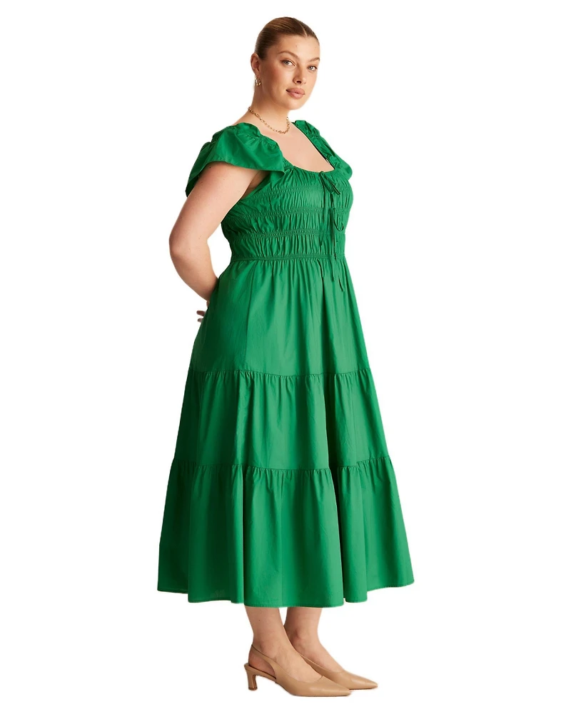 Estelle Women's Alana Cotton Tiered Fit Flare Midi Dress