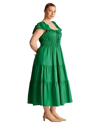 Estelle Women's Alana Cotton Tiered Fit Flare Midi Dress