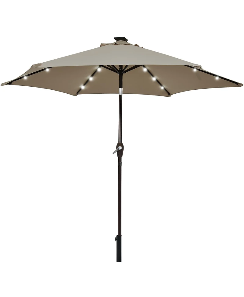 Gymax 9 ft Patio Table Market Umbrella Yard Outdoor w/ Solar Led Lights