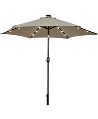 Gymax 9 ft Patio Table Market Umbrella Yard Outdoor w/ Solar Led Lights