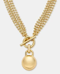 Anne Klein Gold-Tone Metal Beaded Chain Dome Pendant Necklace