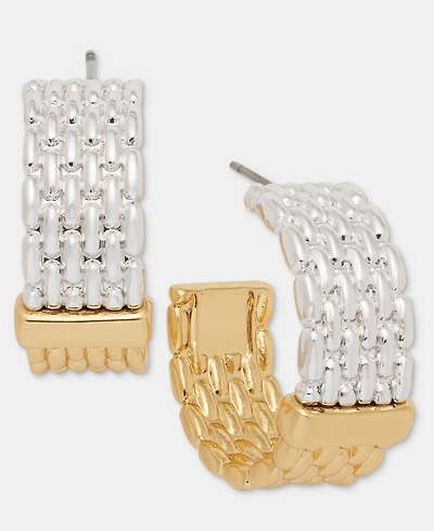 Anne Klein Two-Tone Dynamic Watchband Hoop Earrings