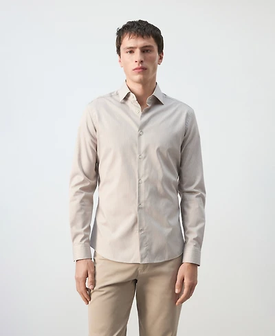 Mango Men's Slim Fit Striped Cotton Shirt
