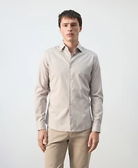 Mango Men's Slim Fit Striped Cotton Shirt