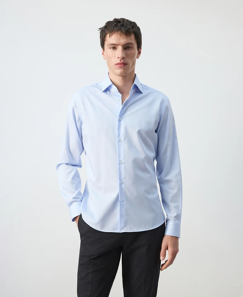 Mango Men's Slim Fit Striped Cotton Shirt