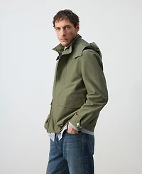 Mango Men's Detachable Hood Water-Repellent Bomber Jacket