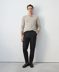 Mango Men's Striped Linen-Blend Polo Sweater