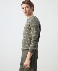 Mango Men's Striped Fine-Knit Linen-Blend Sweater