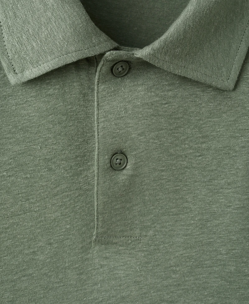 Mango Men's Slim Fit Linen Blend Polo Shirt