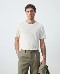 Mango Men's Linen Slim-Fit T-Shirt