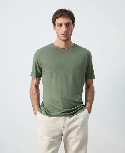 Mango Men's Linen Slim-Fit T-Shirt