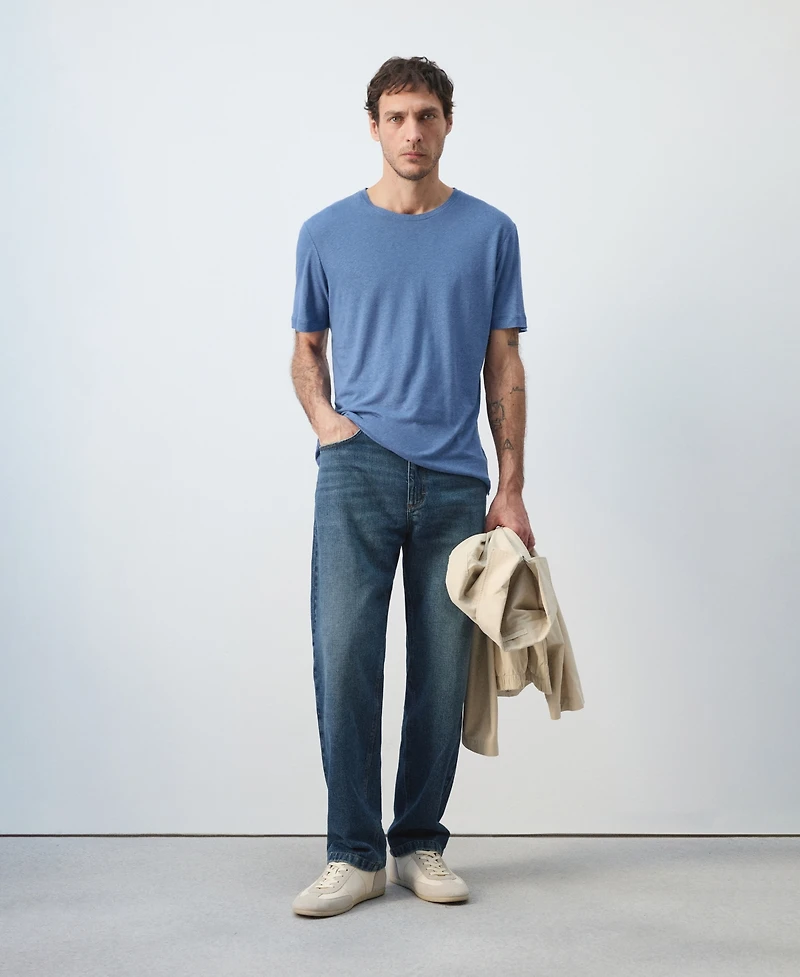 Mango Men's Linen Slim-Fit T-Shirt
