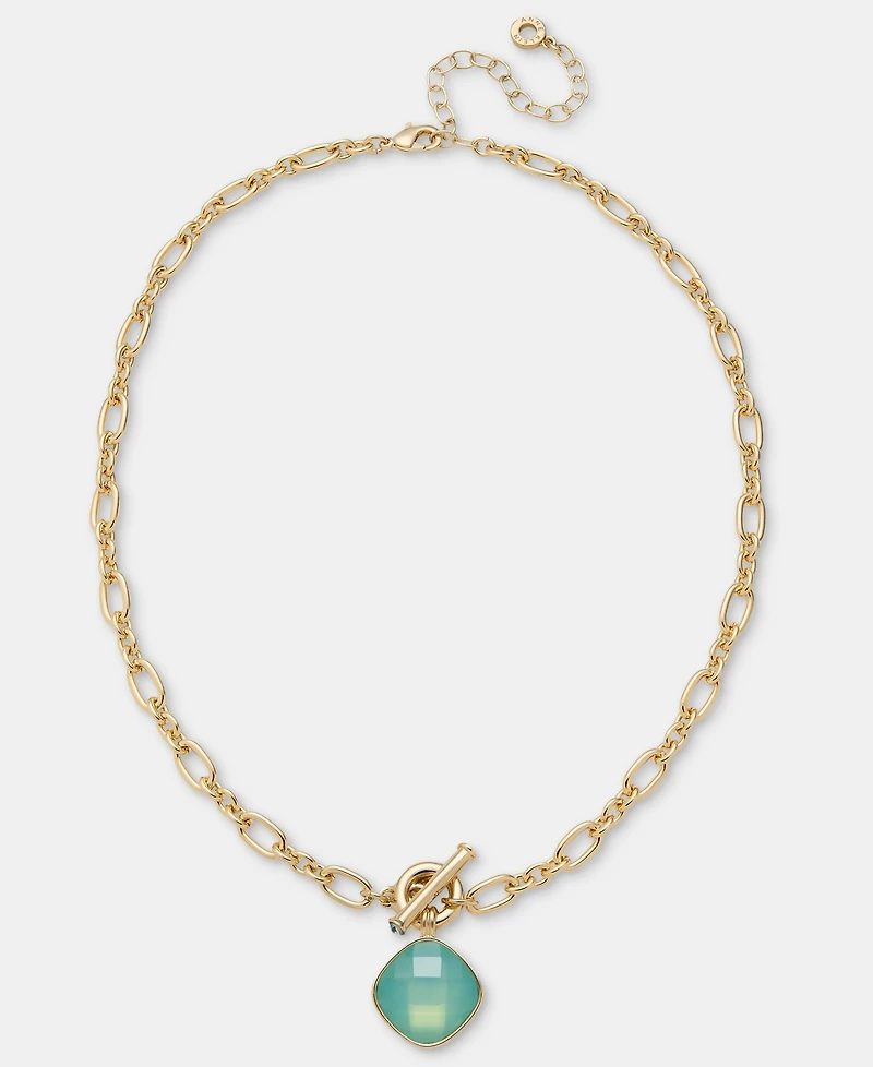 Anne Klein Gold-Tone Pacific Stone Pendant Necklace