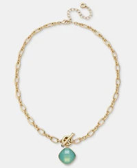 Anne Klein Gold-Tone Pacific Stone Pendant Necklace