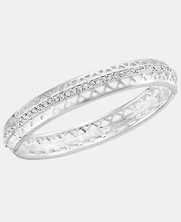 Anne Klein Silver-Tone Boxed Crystal Mesh Stone Open Hinge Bracelet