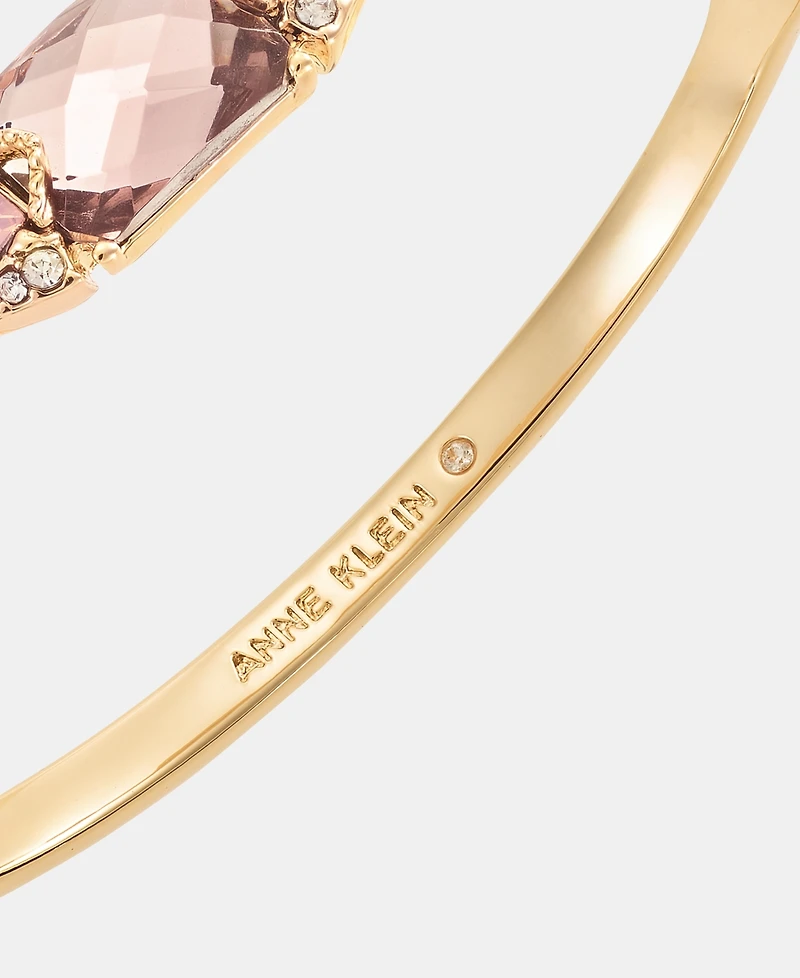 Anne Klein Gold-Tone Boxed Rose Baugette Stone Hinge Bracelet