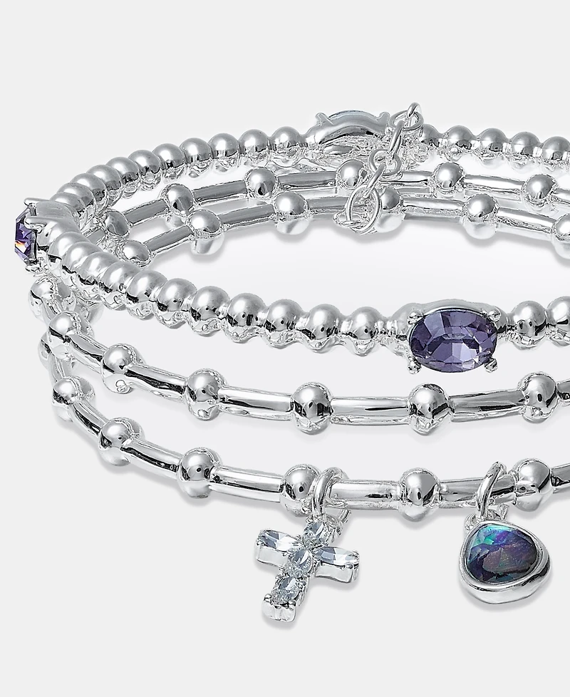 Anne Klein Cross Charm Stretch Bracelets, 3-Piece Set