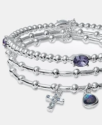 Anne Klein Cross Charm Stretch Bracelets, 3-Piece Set
