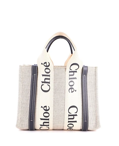 Pre-Owned Chloe Small Woody Tote Canvas with Leather