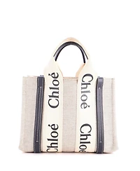 Pre-Owned Chloe Small Woody Tote Canvas with Leather