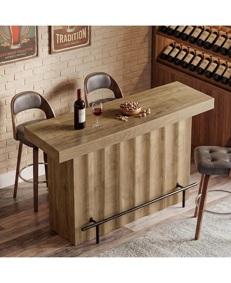 Tribesigns 63-Inch Bar Table, 2-Tier Farmhouse Counter Height Pub Table with Storage Shelves, High Top Bar Unit