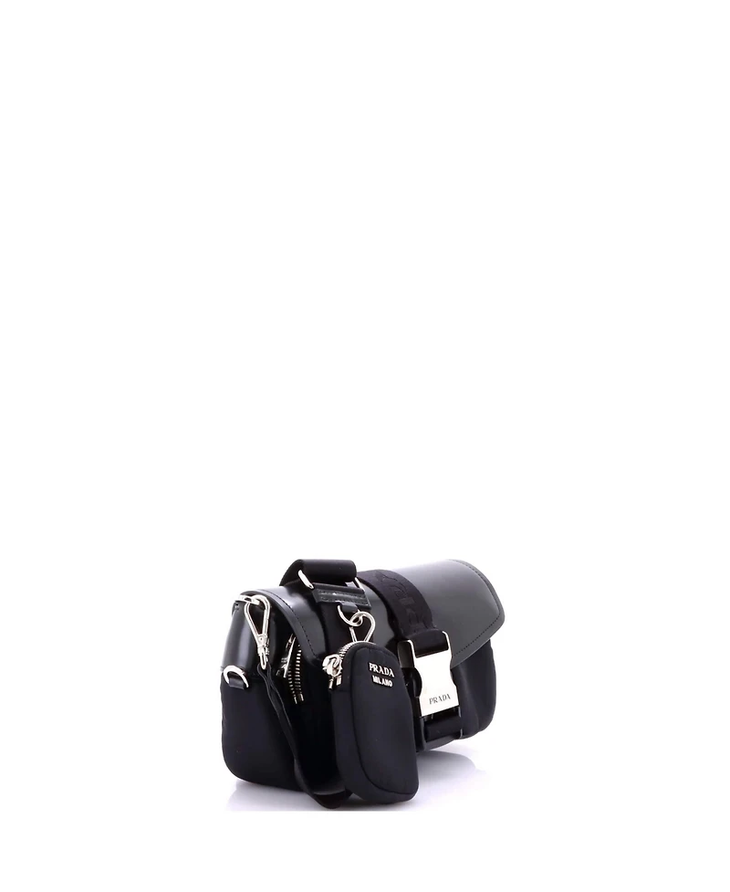 Pre-Owned Prada Buckle Pocket Crossbody Bag Spazzolato Leather and Tessuto