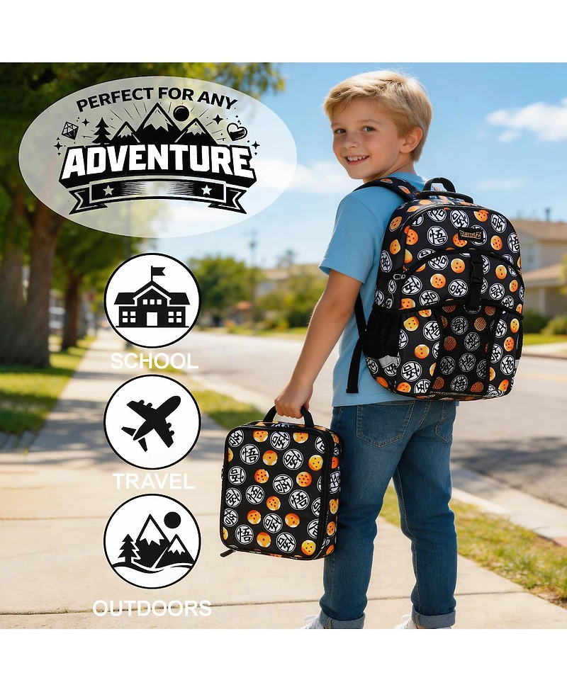 Dragon Ball Z All-Over Print 16" Kids Backpack and Lunch Box Set For School And Travel