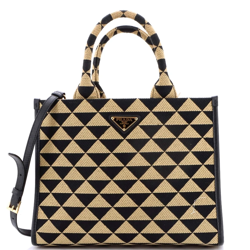 Pre-Owned Prada Small Symbole Shopper Tote Jacquard