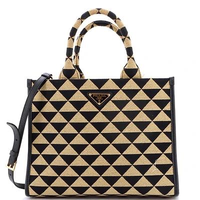 Pre-Owned Prada Small Symbole Shopper Tote Jacquard