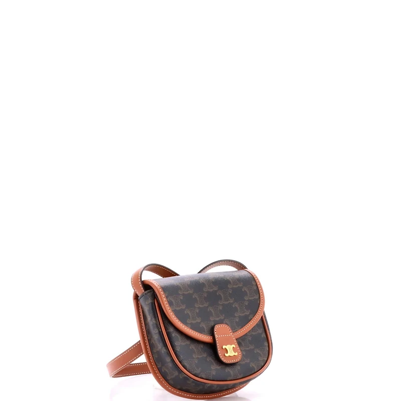 Pre-Owned Celine Mini Besace Flap Bag Triomphe Coated Canvas