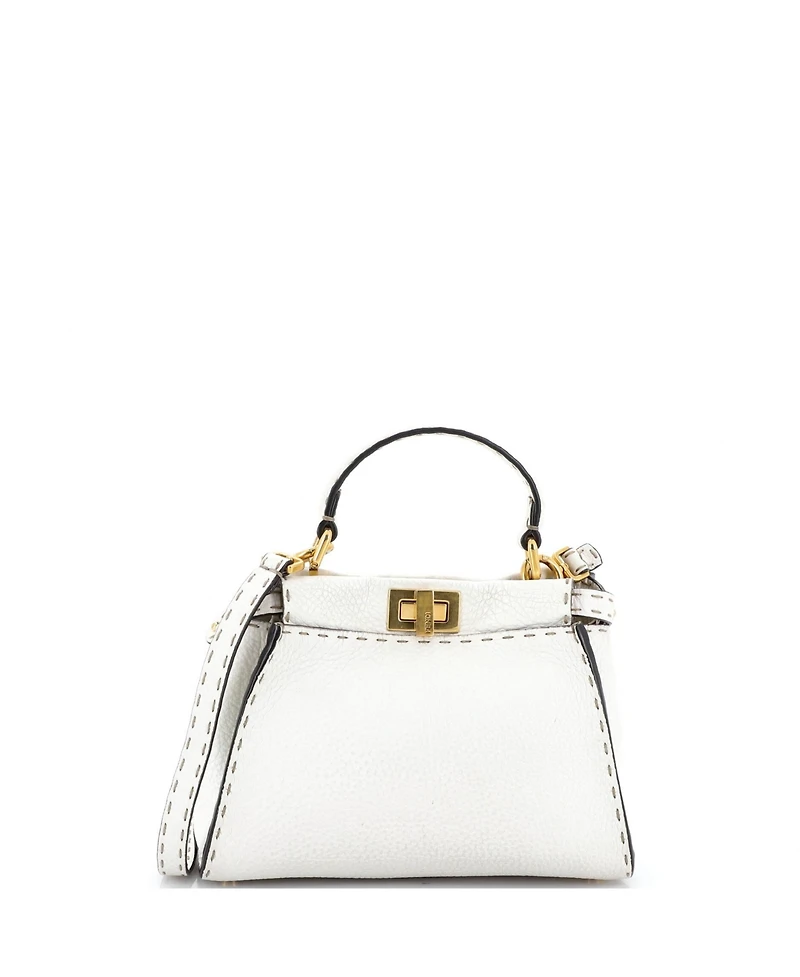 Pre-Owned Fendi Mini Selleria Peekaboo Bag Leather