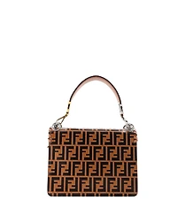 Pre-Owned Fendi Medium Kan I F Shoulder Bag Whipstitch Zucca Embossed Leather
