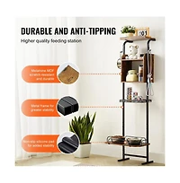 Sugift Elevated Dog Feeding Station with Storage Shelves and 7-Level Adjustable Raised Bowl Stand