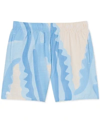 Lacoste Men's Polyester Mid-Length Striped Swim Trunks