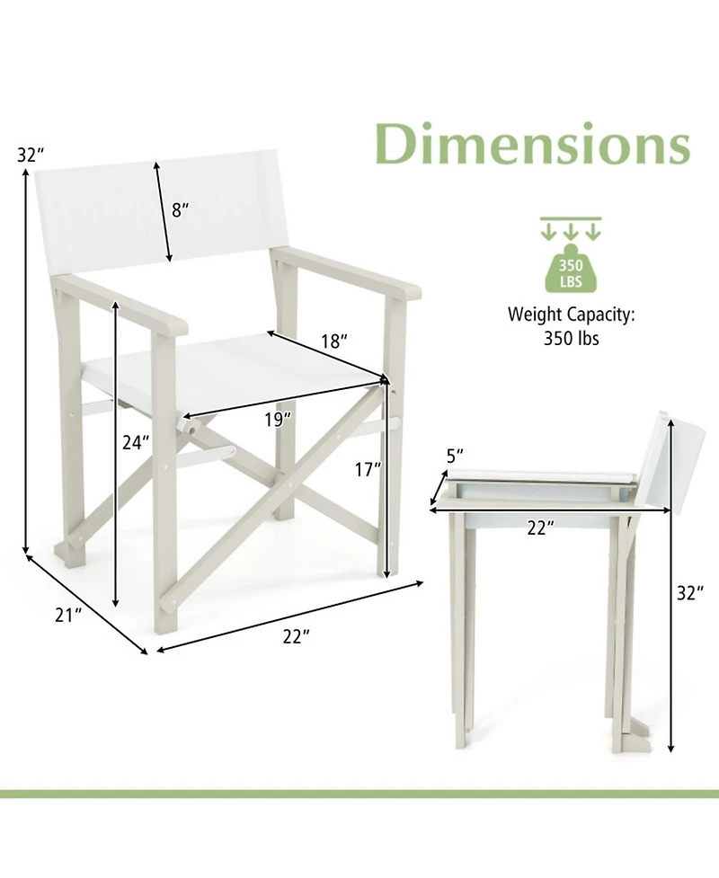 Sugift Folding Director Chair with Acacia Wood Frame and Washable Oxford Fabric