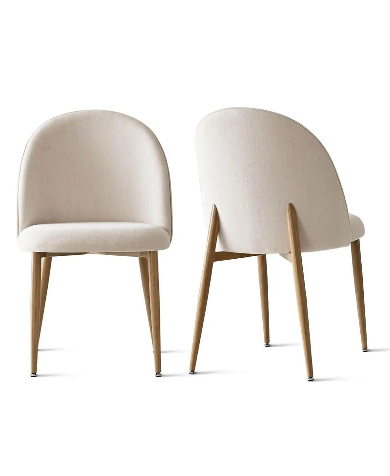 Maison Boucle Fabric Upholstered Dining Chairs Set of 2, Armless Modern Side Chairs