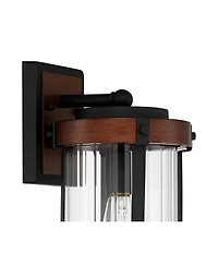 John Timberland Stan Industrial Outdoor Wall Light Fixtures Set of 2 Dark Wood Black Metal 13 Clear Glass for Post Exterior Barn