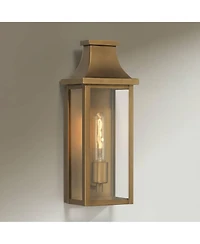 Franklin Iron Works Andres High Aged Brass Pocket Lantern Outdoor Wall Light