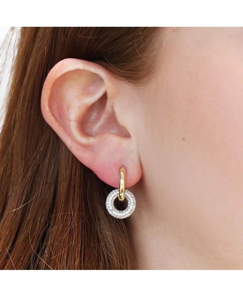 The Lovery Cz Double Drop Hoop Earrings 14K Plated Sterling Silver